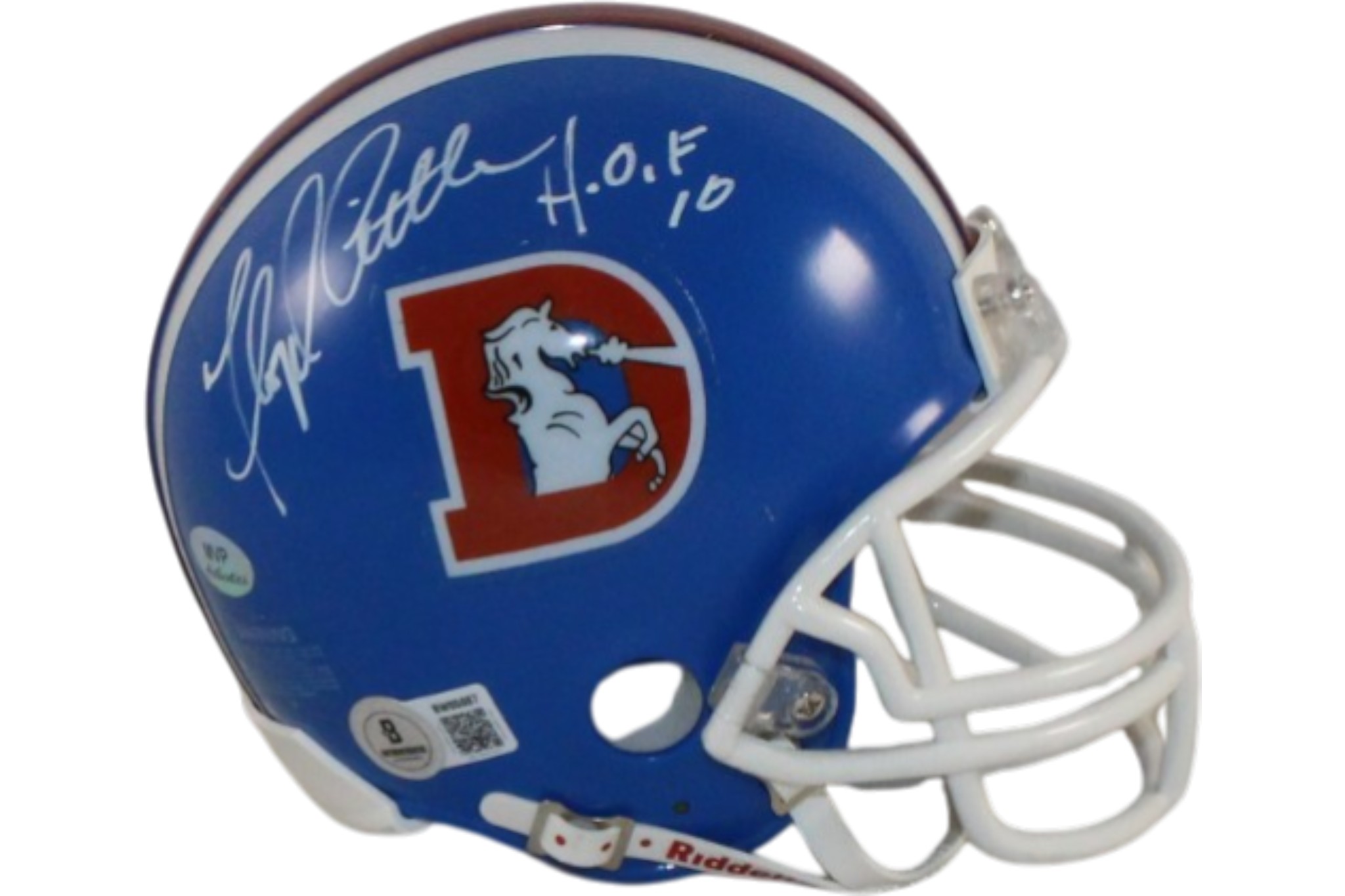 Floyd Little Autographed Denver Broncos VSR4 Mini Helmet HOF Beckett 55383