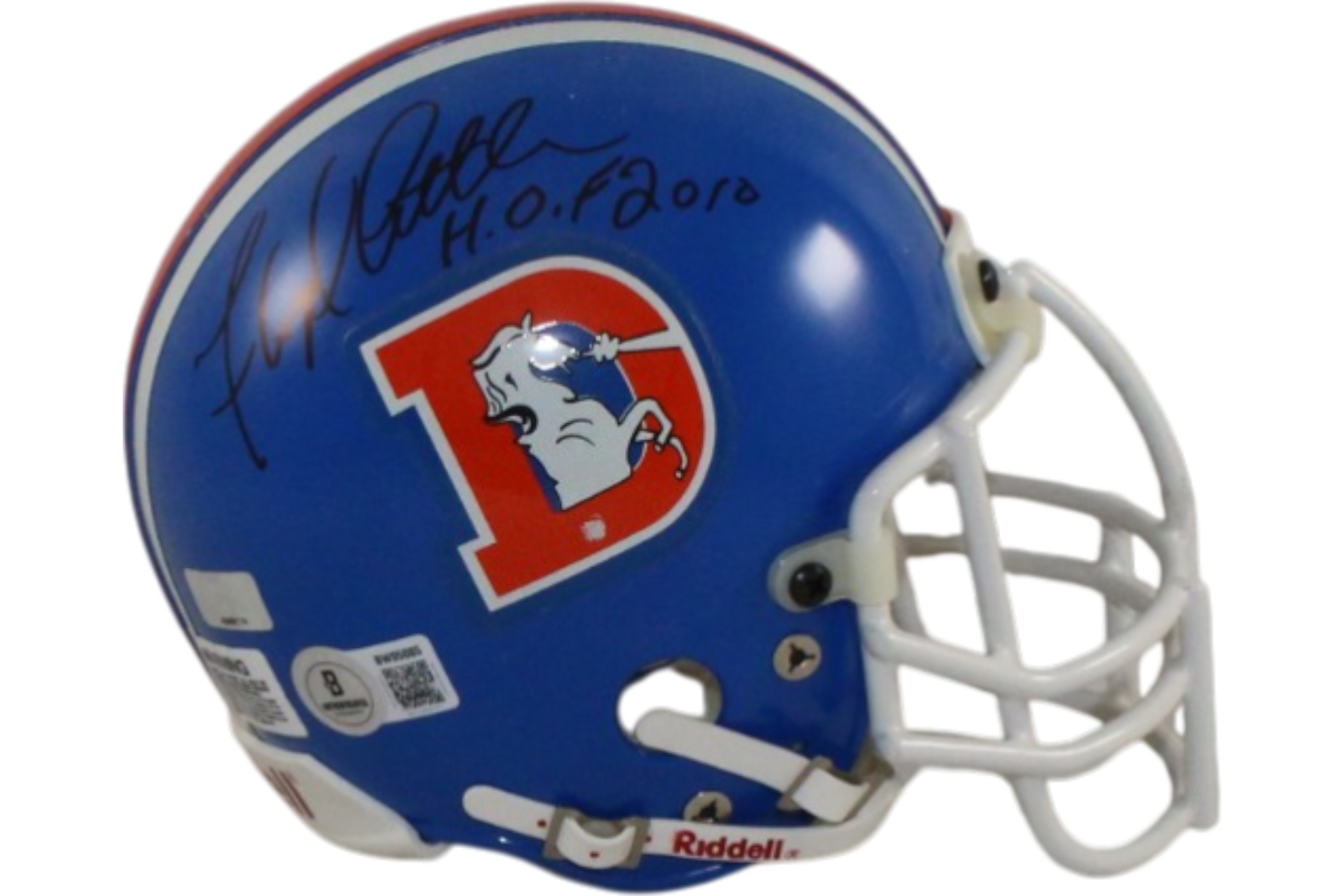 Floyd Little Autographed Denver Broncos VSR4 Mini Helmet HOF Beckett 55386