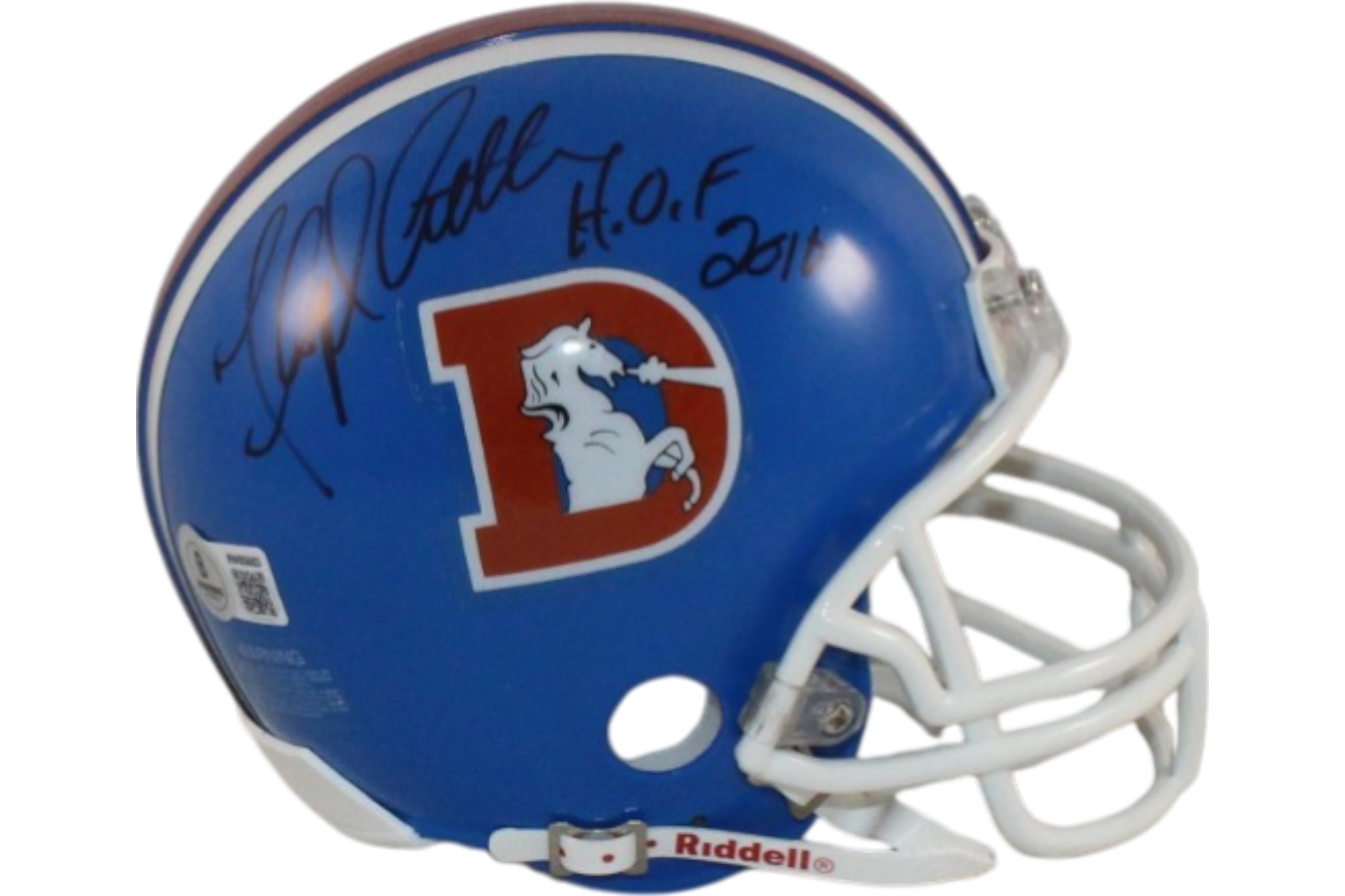 Floyd Little Autographed Denver Broncos VSR4 Mini Helmet HOF Beckett 55389