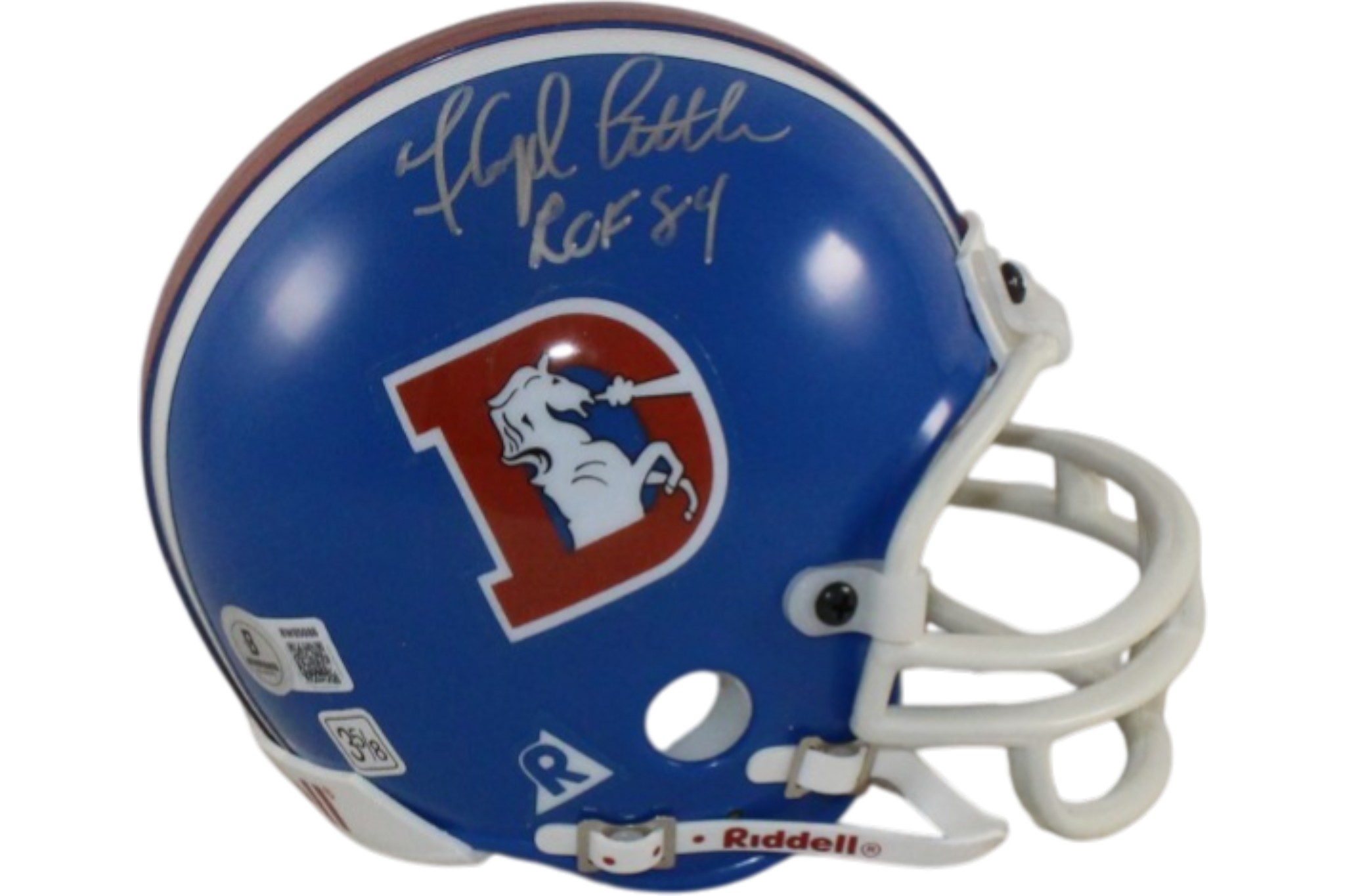 Floyd Little Autographed Denver Broncos VSR4 Mini Helmet ROF Beckett 55388