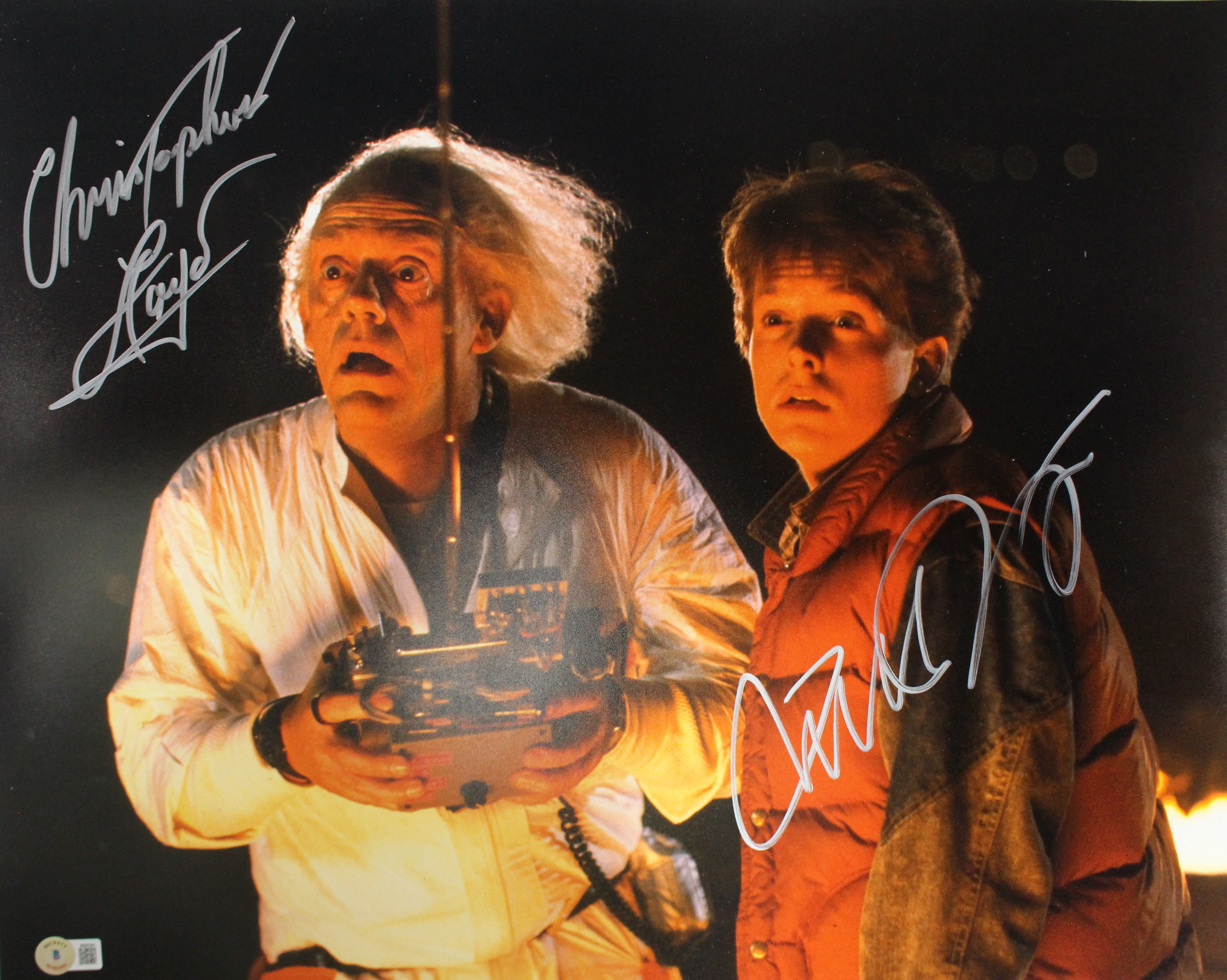 Michael J Fox Christopher Lloyd Autographed Back to the Future 16x20 BAS W 53718