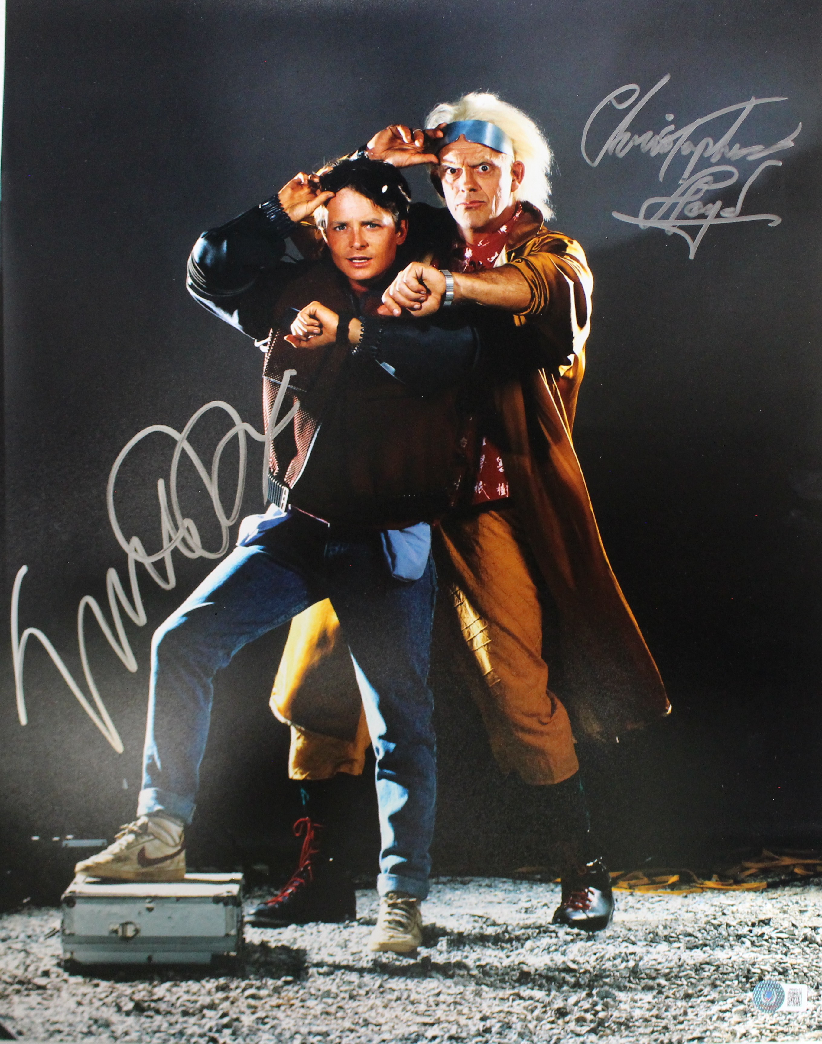 Michael J Fox Christopher Lloyd Autographed Back to the Future 16x20 BAS W 53705