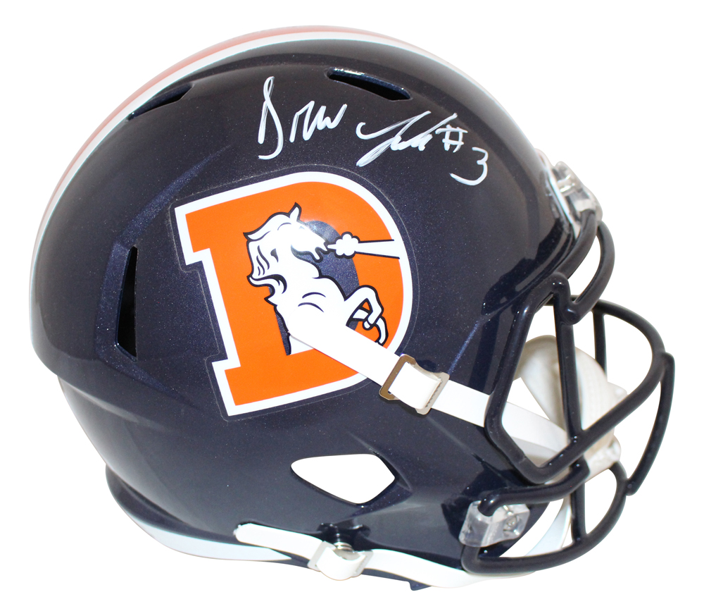 Drew Lock Autographed/Signed Denver Broncos Color Rush Helmet BAS 28102