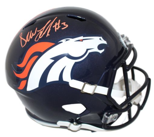 Drew Lock Autographed/Signed Denver Broncos Speed Replica Helmet BAS 24817