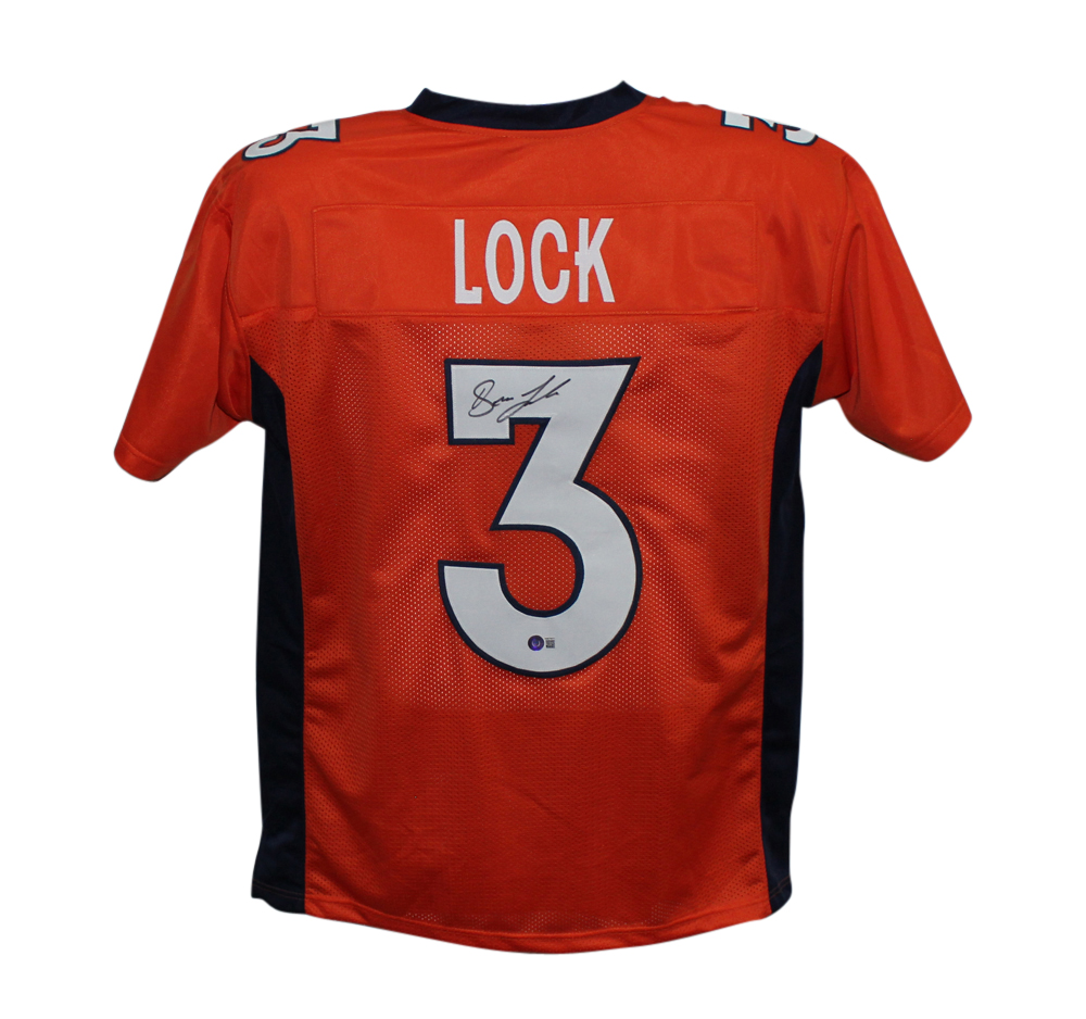 Drew Lock Autographed/Signed Pro Style Orange XL Jersey Beckett BAS