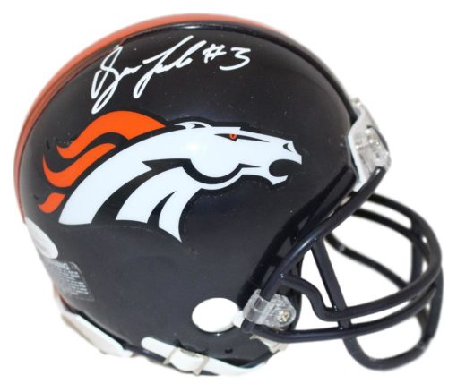 Drew Lock Autographed/Signed Denver Broncos Mini Helmet JSA 26966