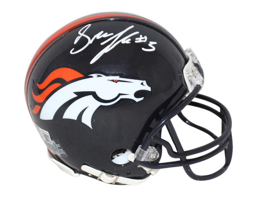 Drew Lock Autographed/Signed Denver Broncos Mini Helmet Beckett BAS