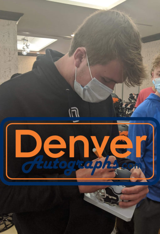 Drew Lock Autographed/Signed Denver Broncos AMP Mini Helmet JSA 26965