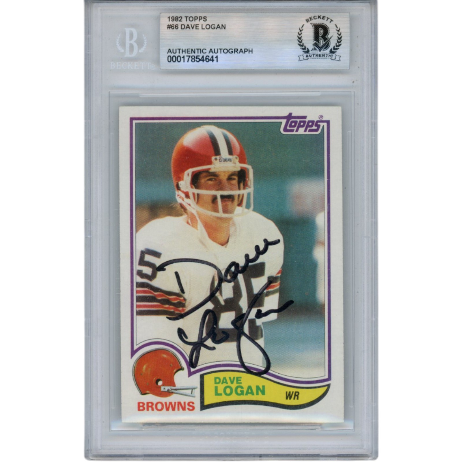 Dave Logan Autographed 1982 Topps #66 Slabbed Trading Card Beckett 51536