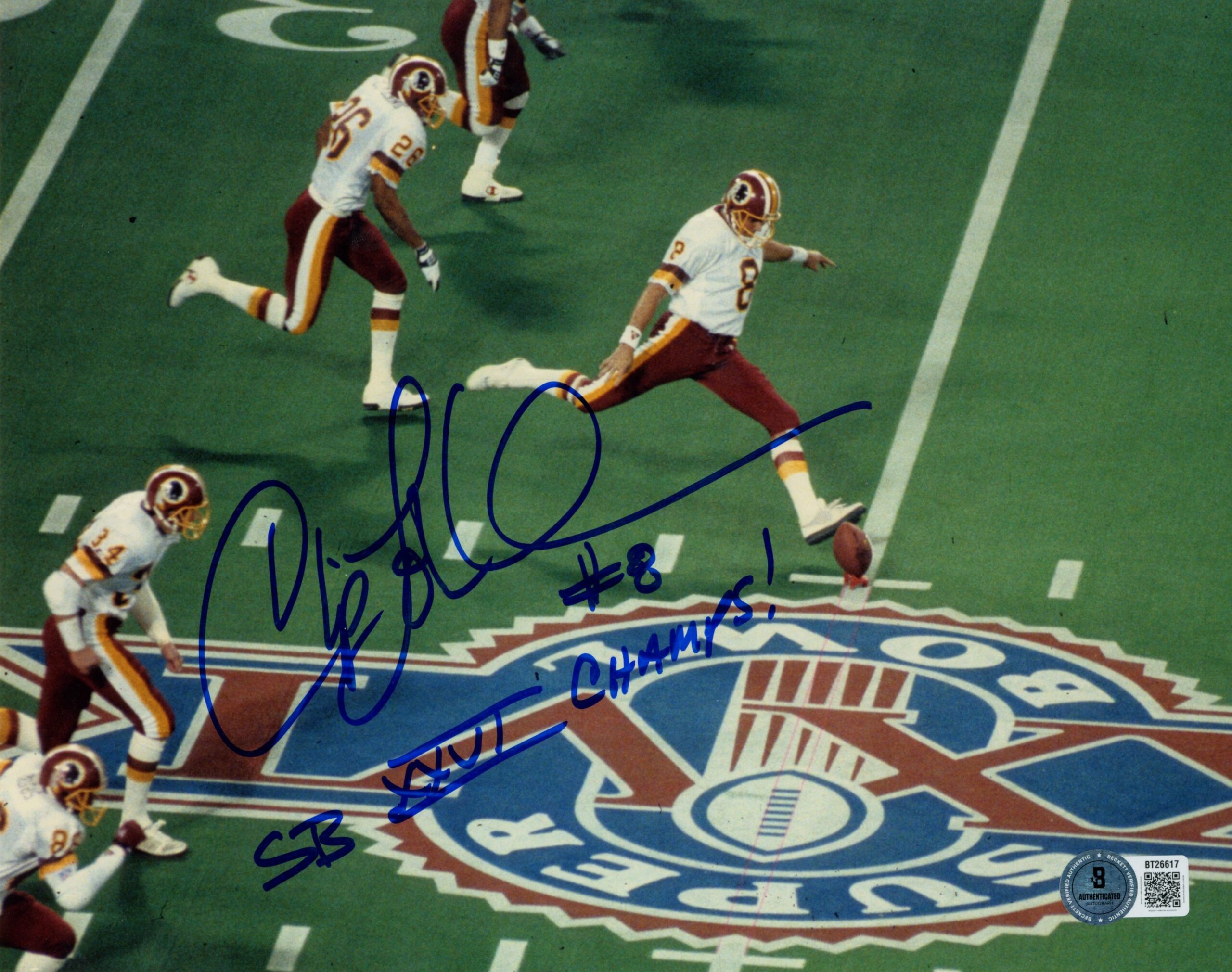 Chip Lohmiller Autographed Washington Redskins 8x10 Photo SB Champ Beckett 56690