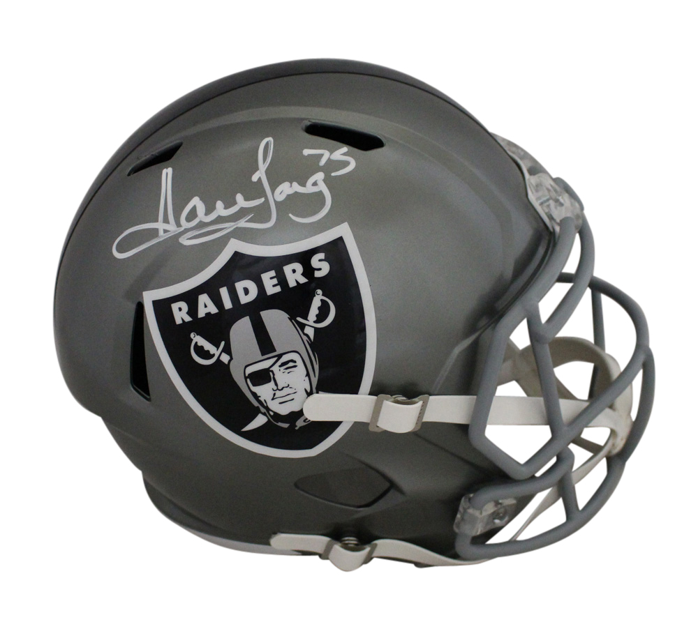 Howie Long Signed Oakland Raiders Silver Mini Helmet – Beckett Witnessed & Authenticated