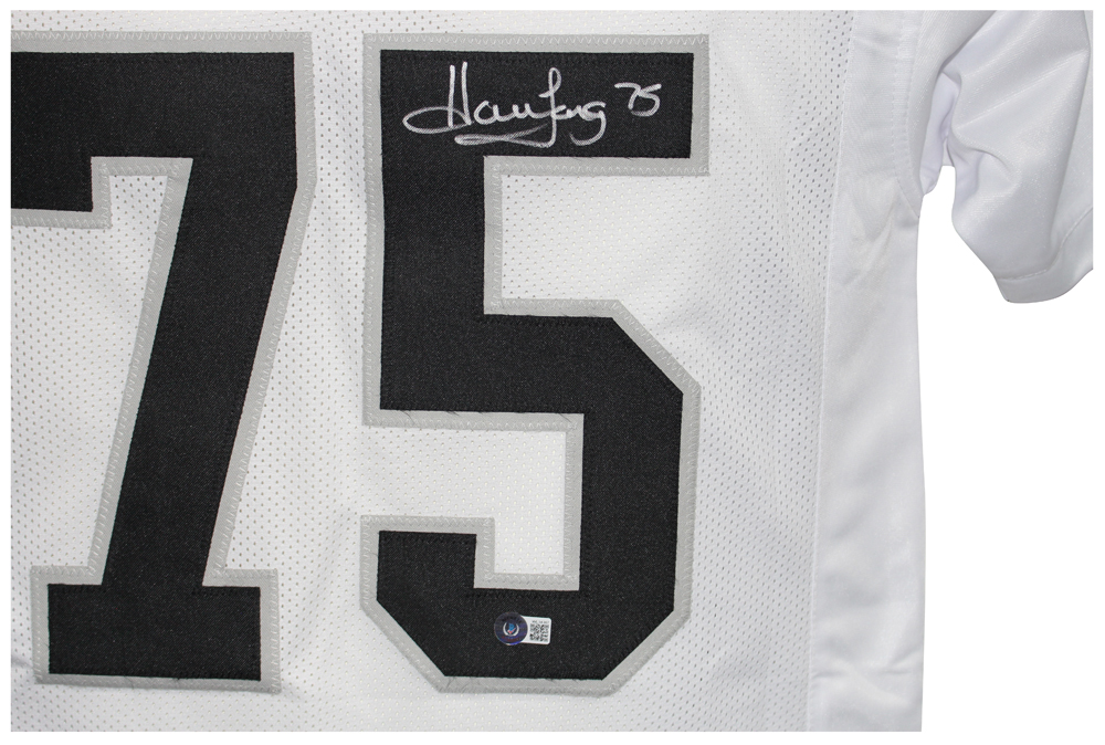 Howie Long Autographed/Signed Pro Style White XL Jersey Beckett