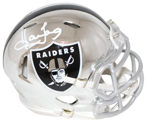 Howie Long Autographed/Signed Oakland Raiders Chrome Mini Helmet JSA 25707
