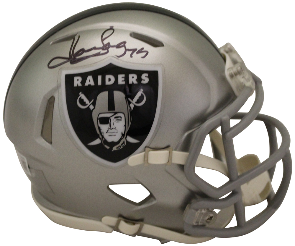 Howie Long Autographed/Signed Raiders Flash Mini Helmet Beckett