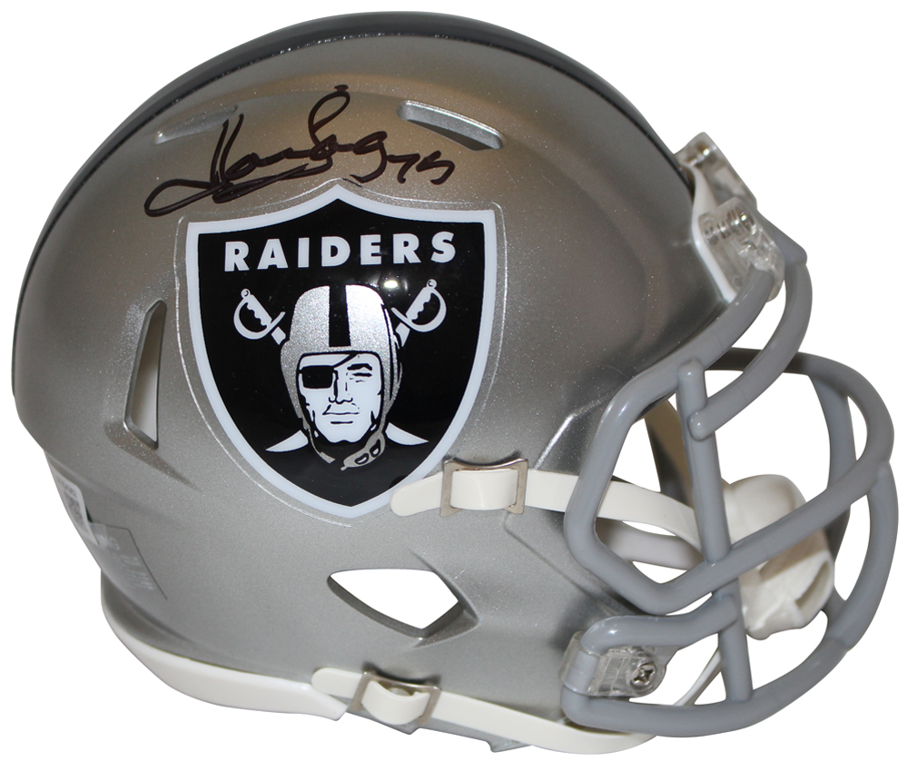 Howie Long Autographed/Signed Raiders Flash Mini Helmet Beckett