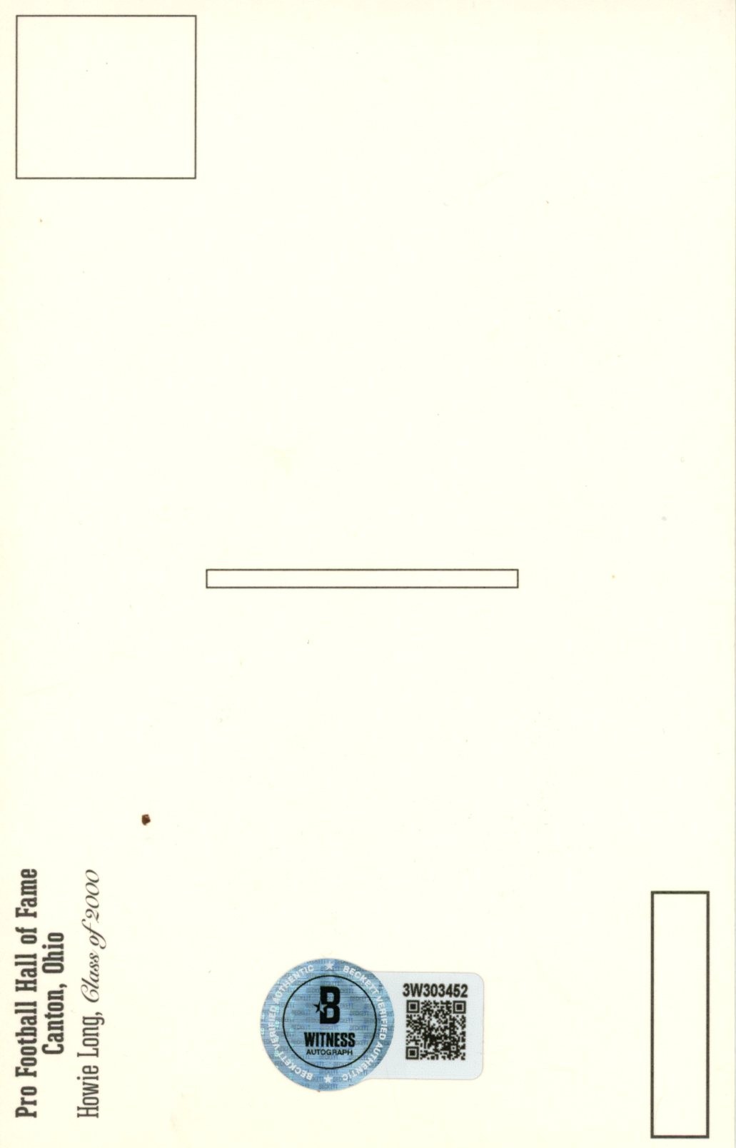 Howie Long Autographed/Signed Oakland Raiders HOF Postcard HOF 00 Beckett 55461