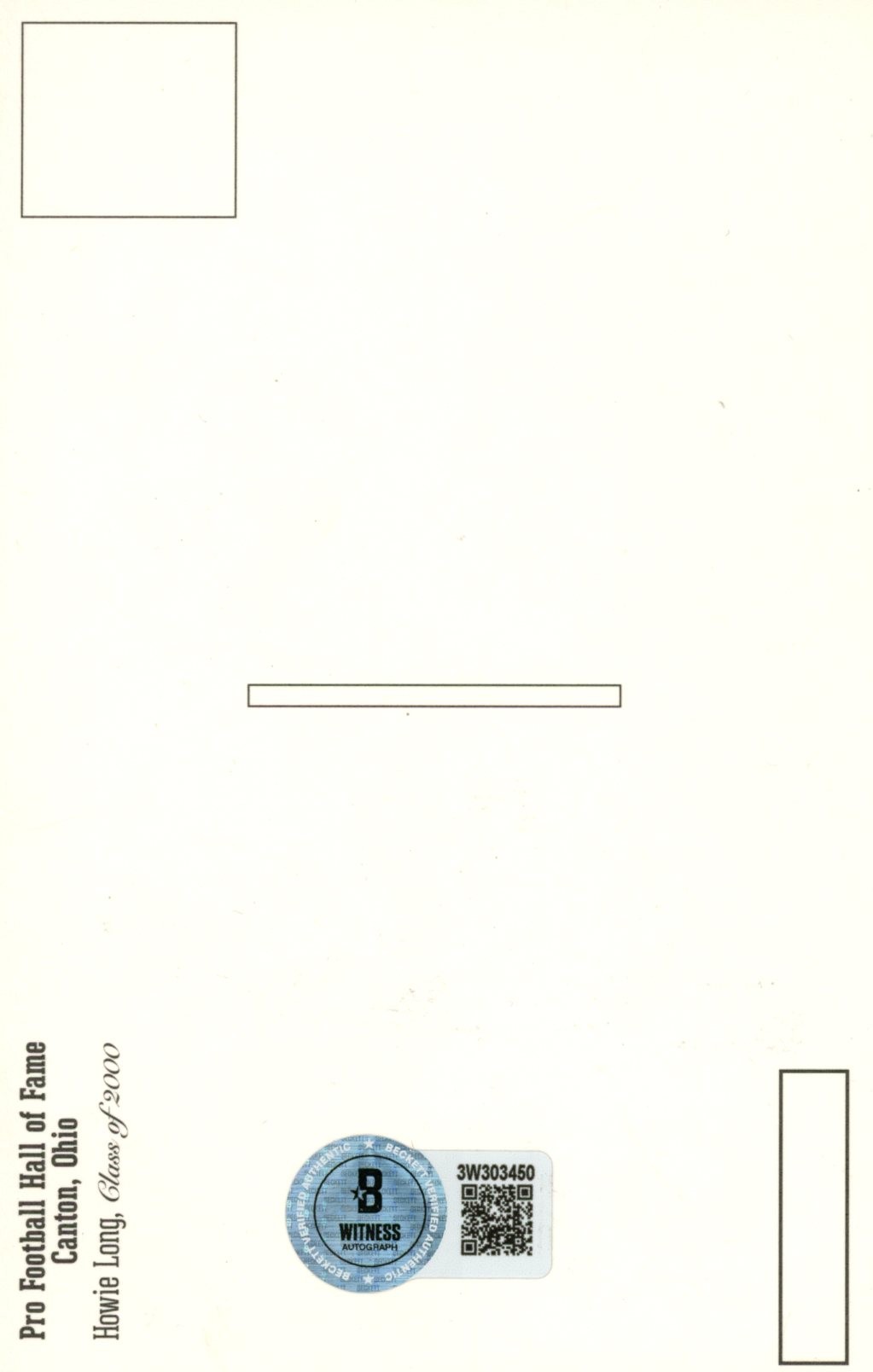 Howie Long Signed Oakland Raiders HOF Postcard HOF 00 SB Champs Beckett 55465