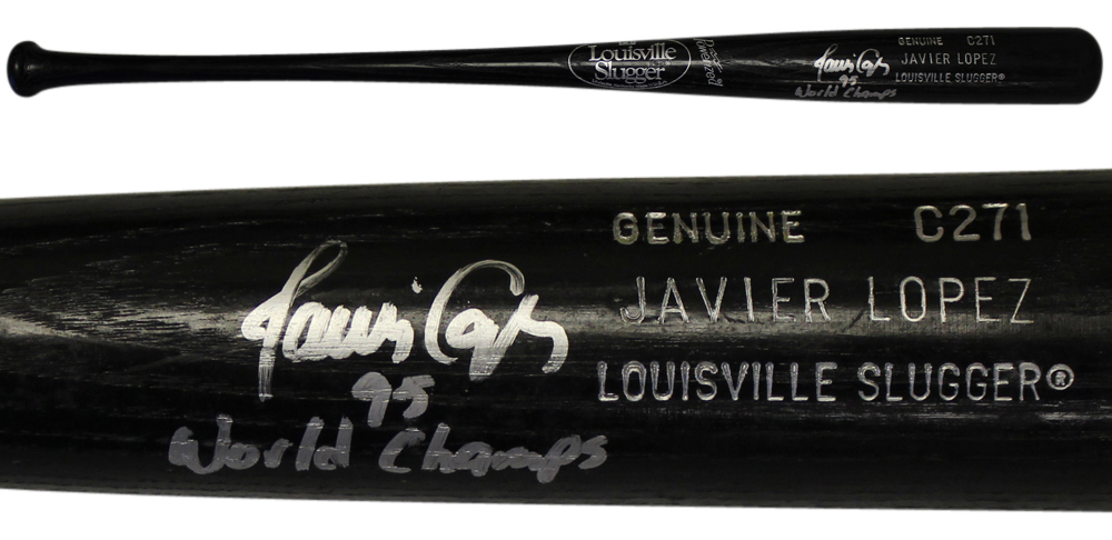 Javy Lopez Autographed Atlanta Braves Player Model Bat 95 Champs JSA 30960