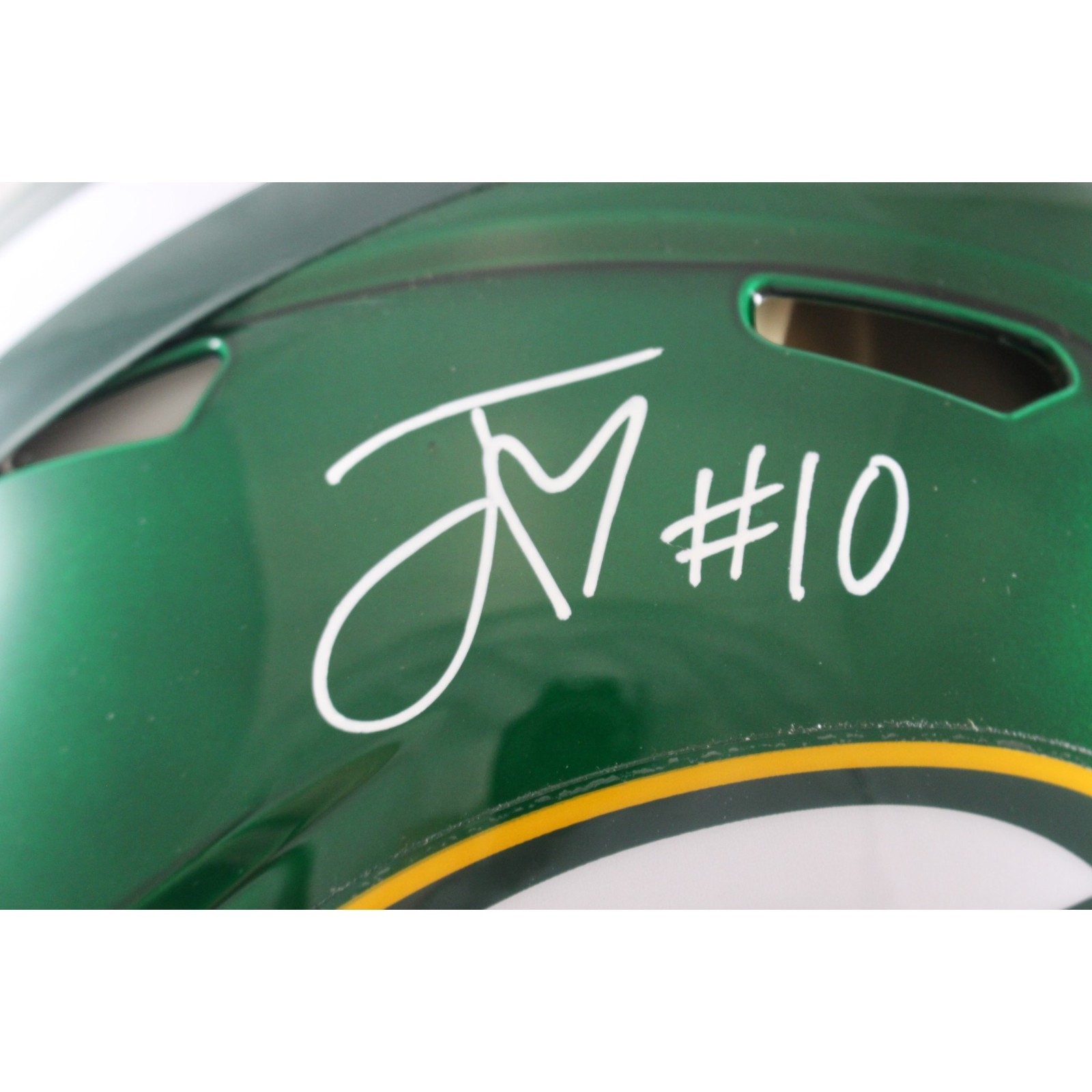 Jordan Love Autographed Green Bay Packers Pro Flash Helmet Beckett Witness 57146 2 Jordan Love Autographed Green Bay Packers Pro Flash Helmet Beckett Witness 57146