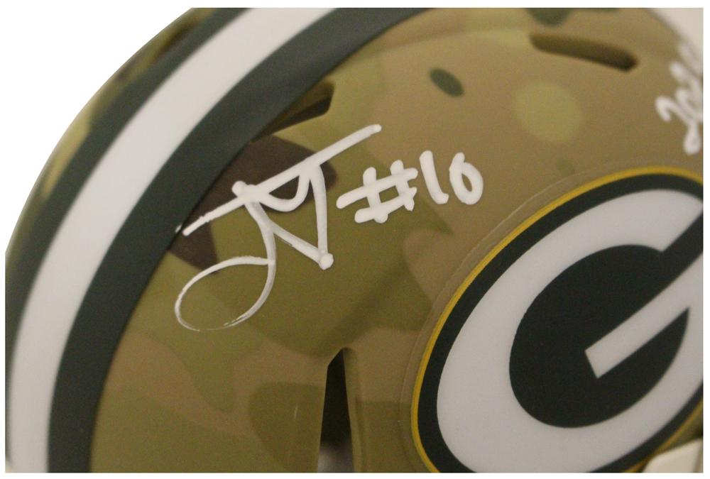 Jordan Love Autographed Green Bay Packers Camo Mini Helmet Beckett