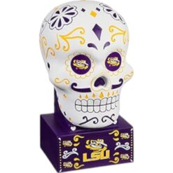 LSU Tigers Team Color Sugar Skull Statue Evergreen New 14901