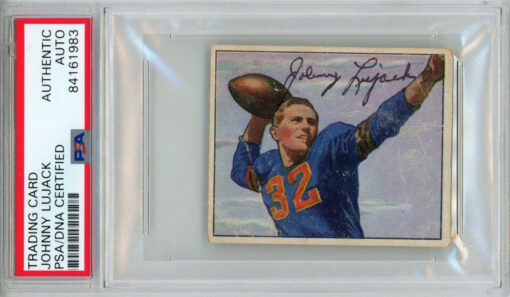 Johnny Lujack Signed 1950 Bowman #26 Gum Trading Card PSA Slab