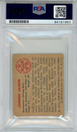 Johnny Lujack Signed 1950 Bowman #26 Gum Trading Card PSA Slab