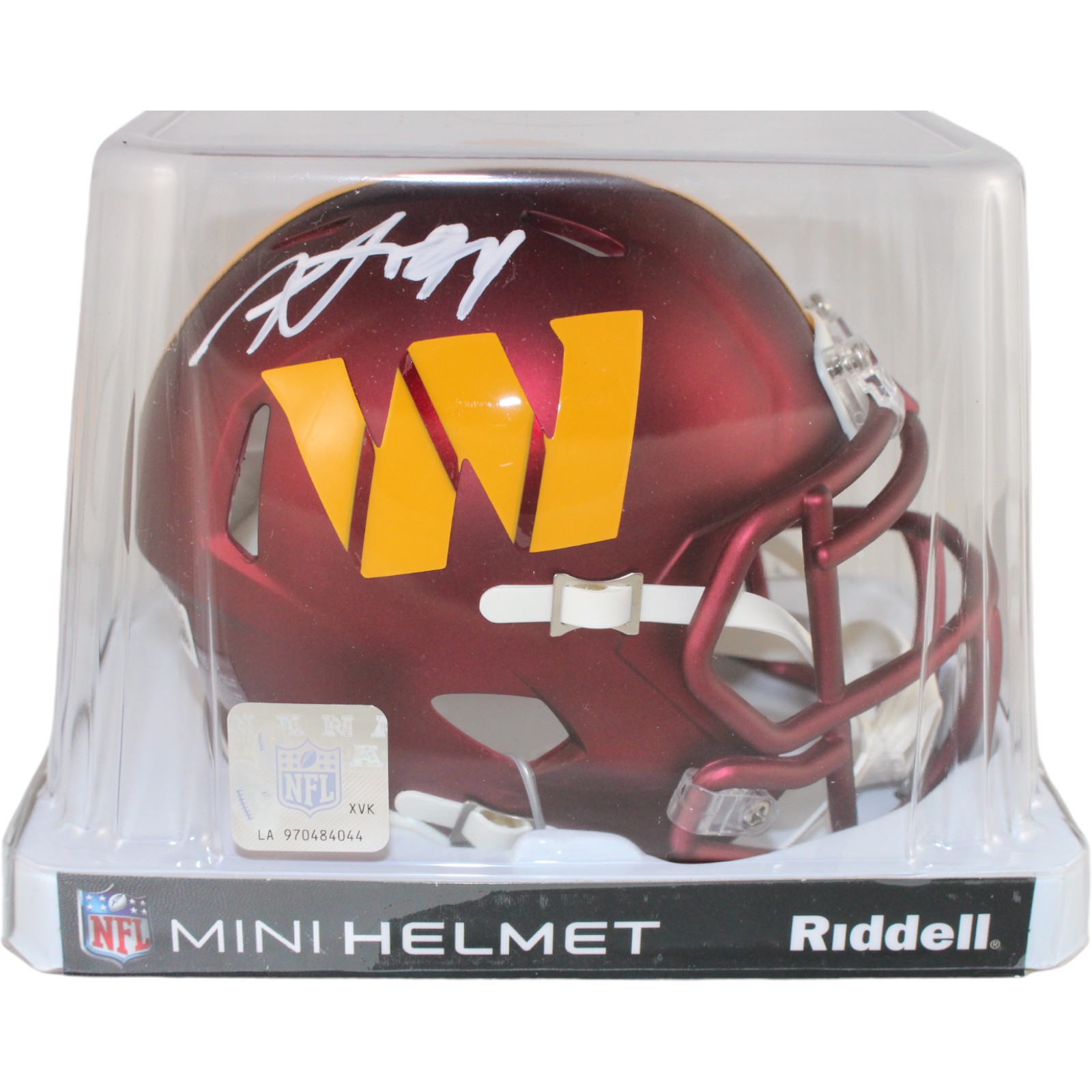 Frankie Luvu Autographed Washington Commanders Mini Helmet Beckett Witness 51709 5 Frankie Luvu Autographed Washington Commanders Mini Helmet Beckett Witness 51709