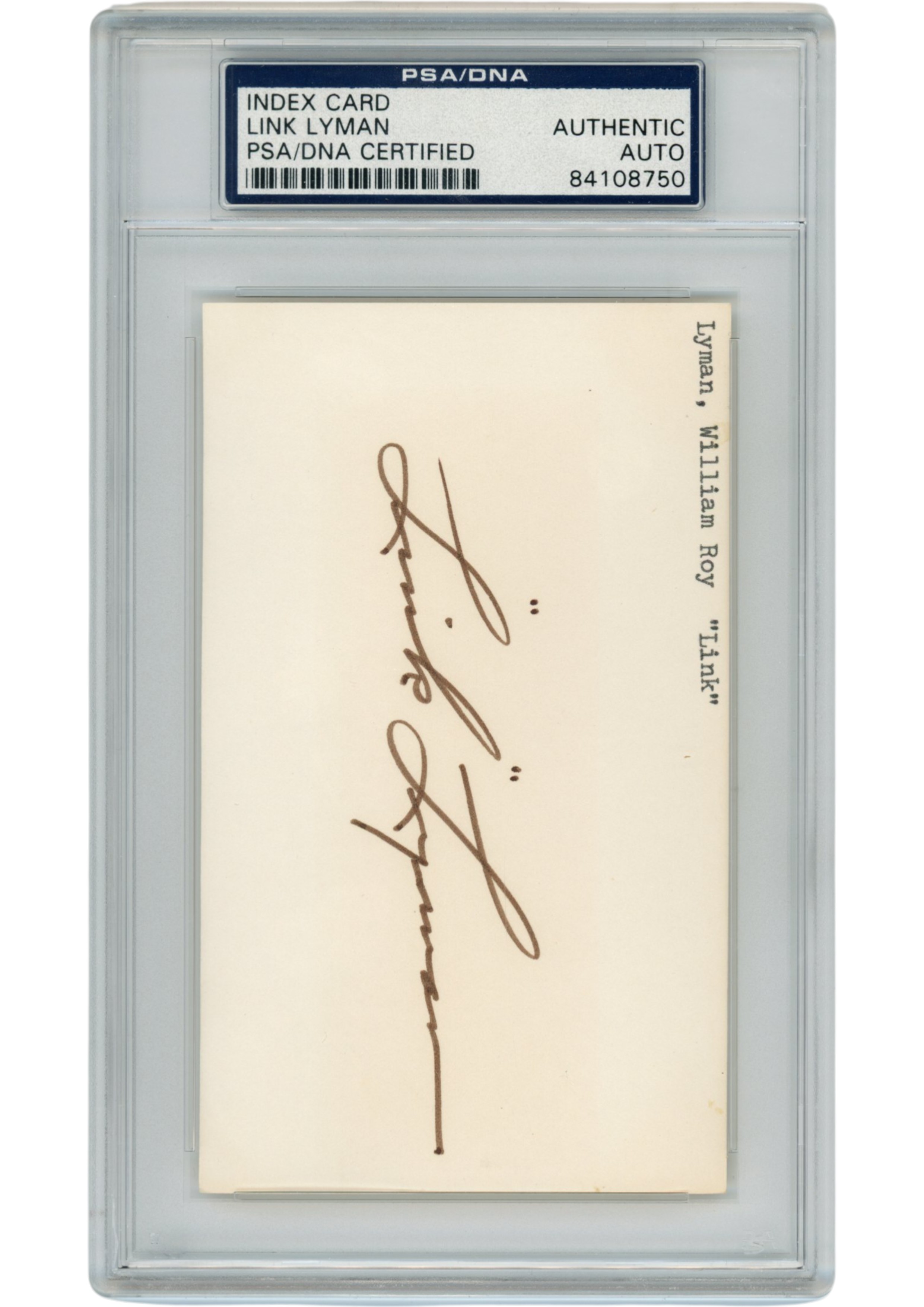 Link Lyman Autographed/Signed Chicago Bears Index Card Slabbed PSA 54911