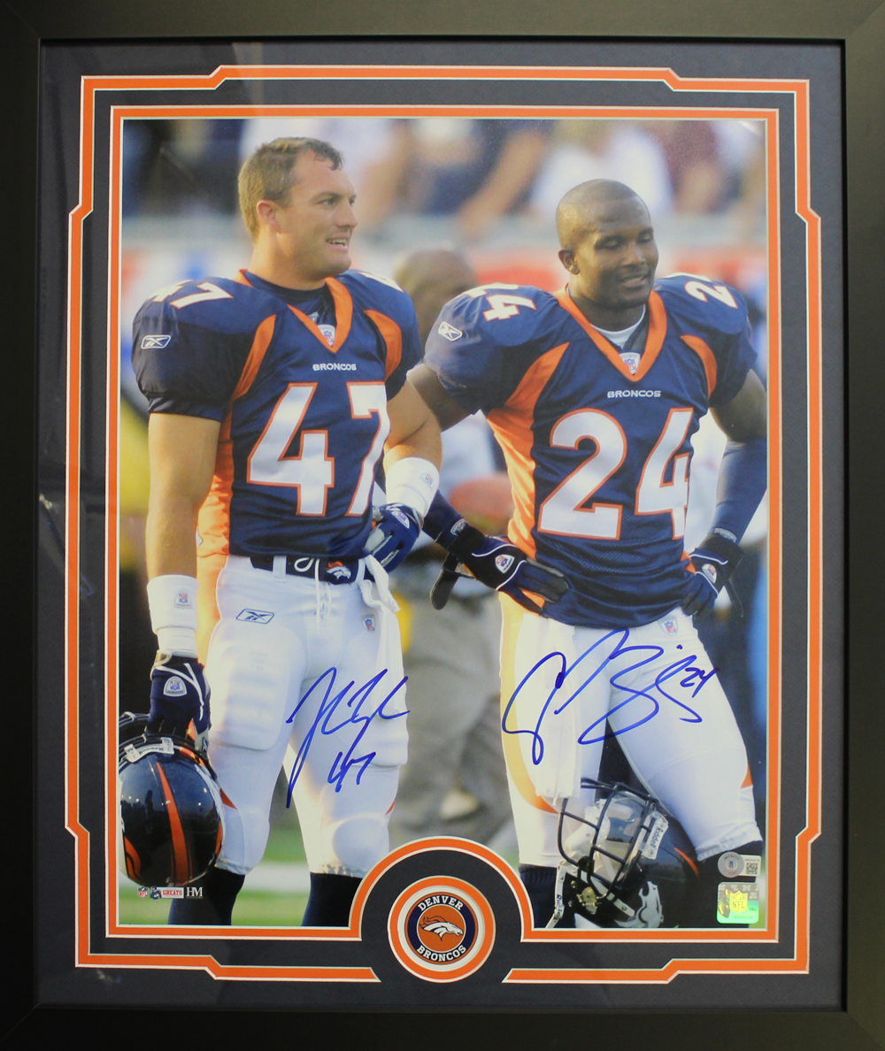 Champ Bailey & John Lynch Signed Denver Broncos Framed 16x20 Photo BAS