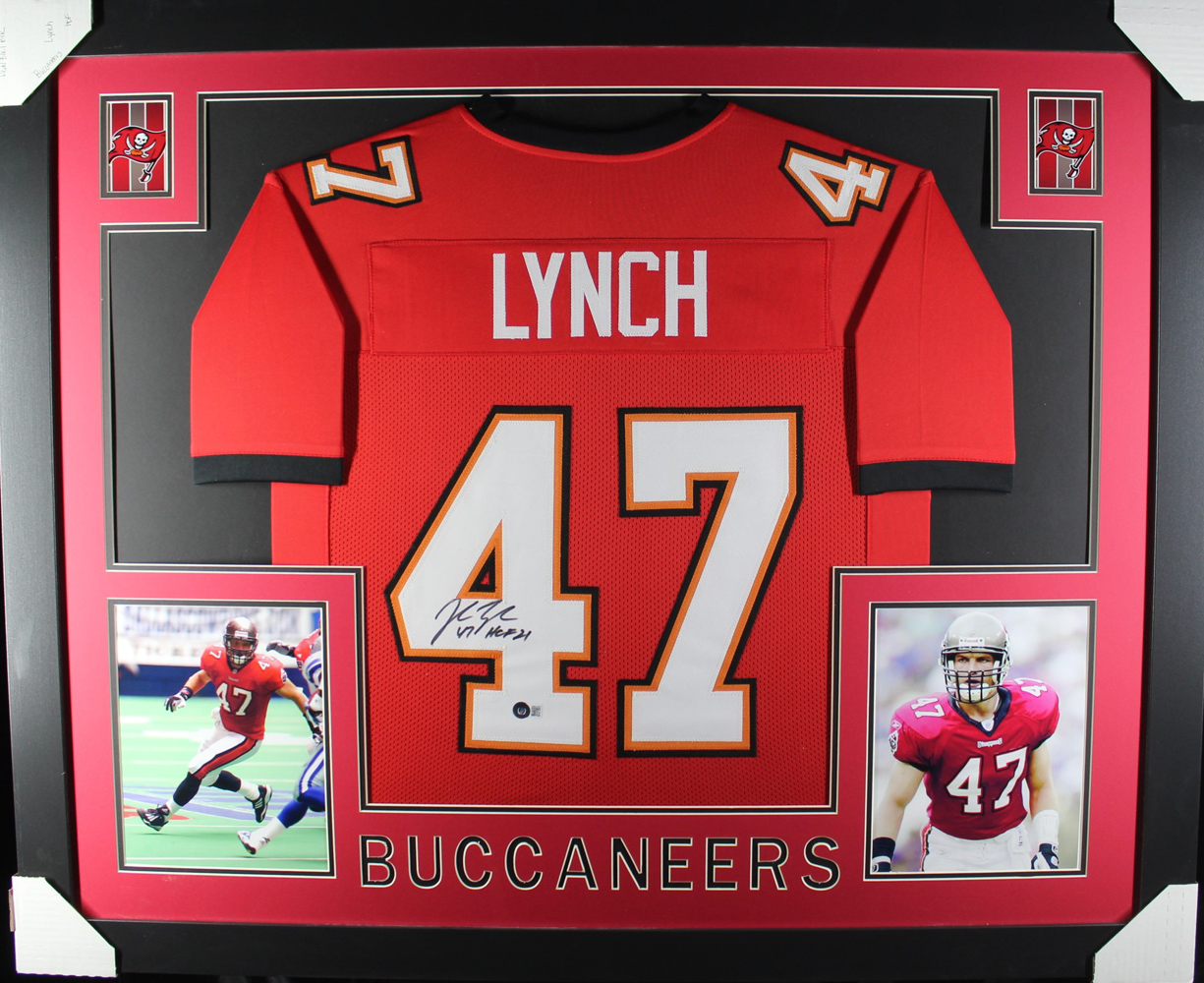 John Lynch Autographed/Signed Pro Style Framed Red XL Jersey Beckett