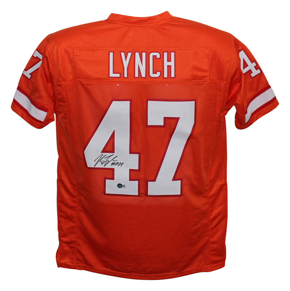 John Lynch Autographed/Signed Pro Style Orange XL Jersey HOF Beckett