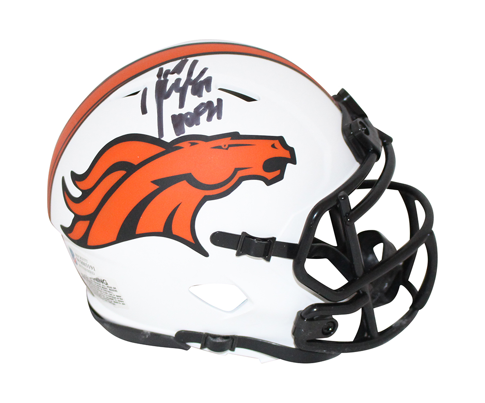 John Lynch Autographed Denver Broncos Lunar Mini Helmet HOF BAS 31569