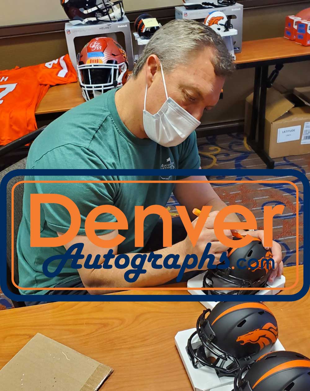 John Lynch Autographed Denver Broncos Eclipse Mini Helmet HOF BAS 31568