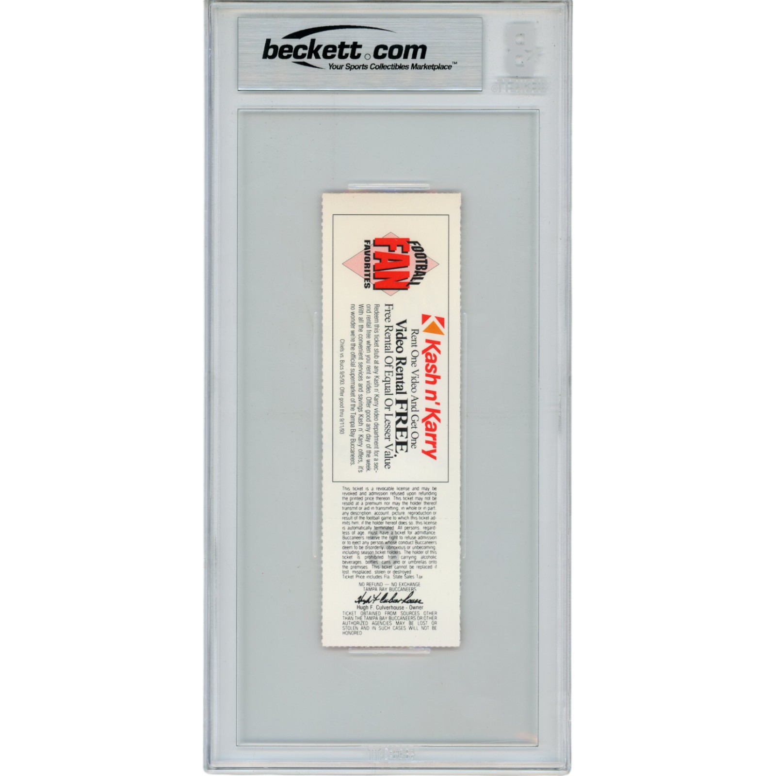 John Lynch Autographed Tampa Bay Buccaneers NFL Debut Ticket Stub Beckett 42714