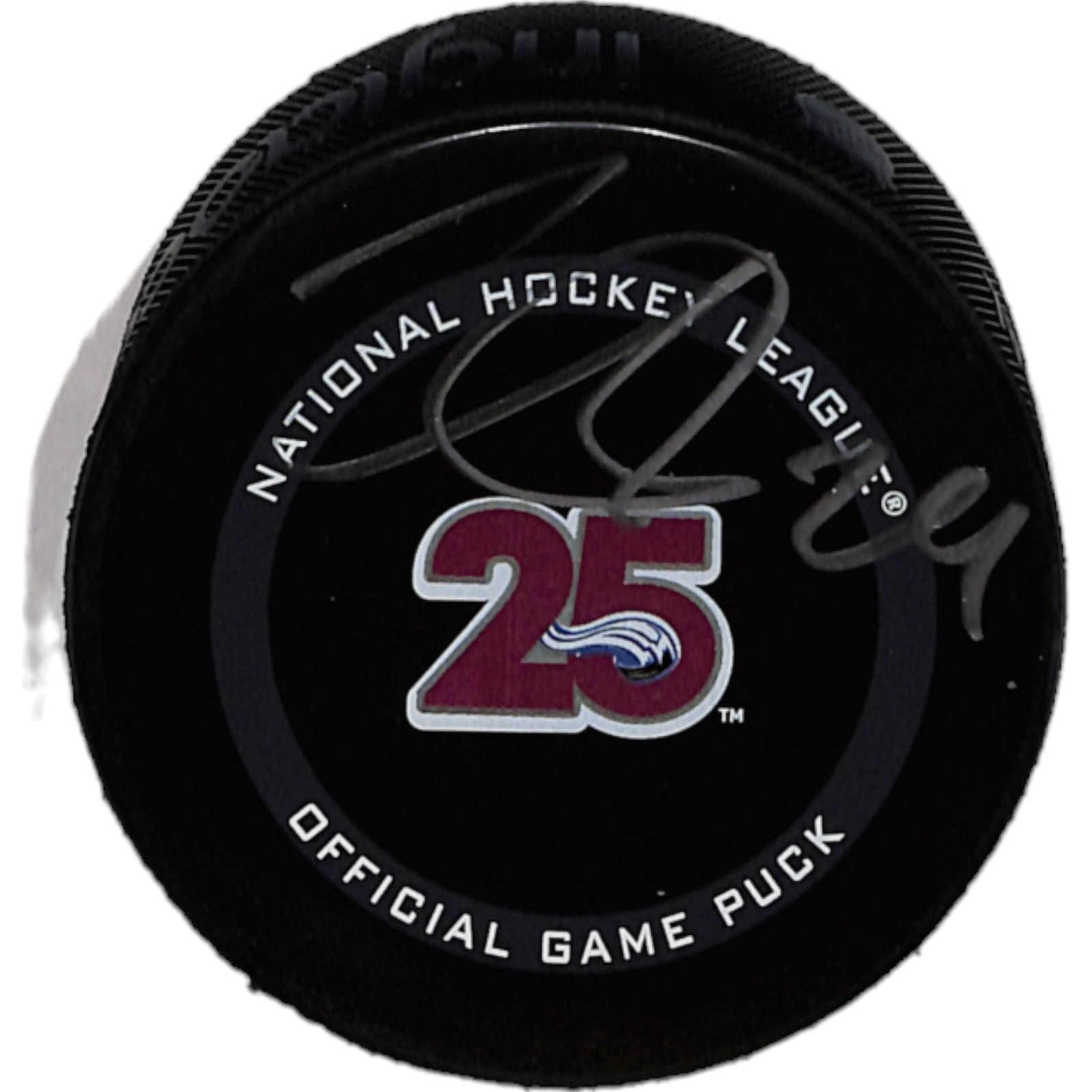 Nate MacKinnon Signed Colorado Avalanche 25th Anv. Hockey Puck JSA 