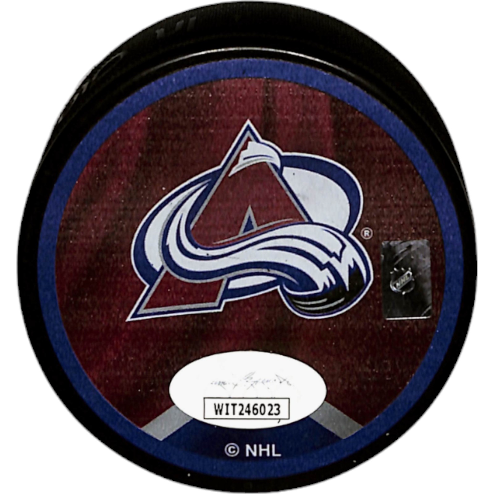 Nate MacKinnon Signed Colorado Avalanche Reverse Retro Hockey Puck JSA