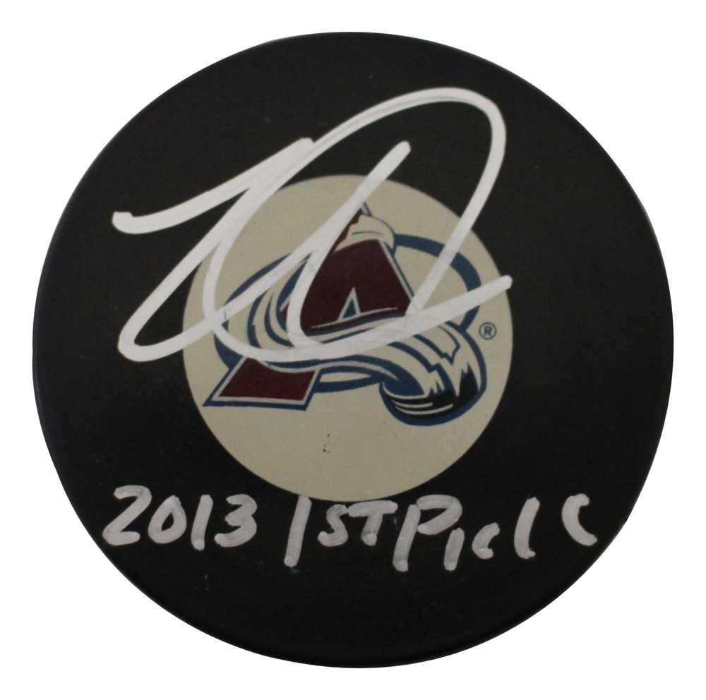 Nathan Mackinnon Autographed Colorado Avalanche Logo Puck '13 1st Pick JSA 27082