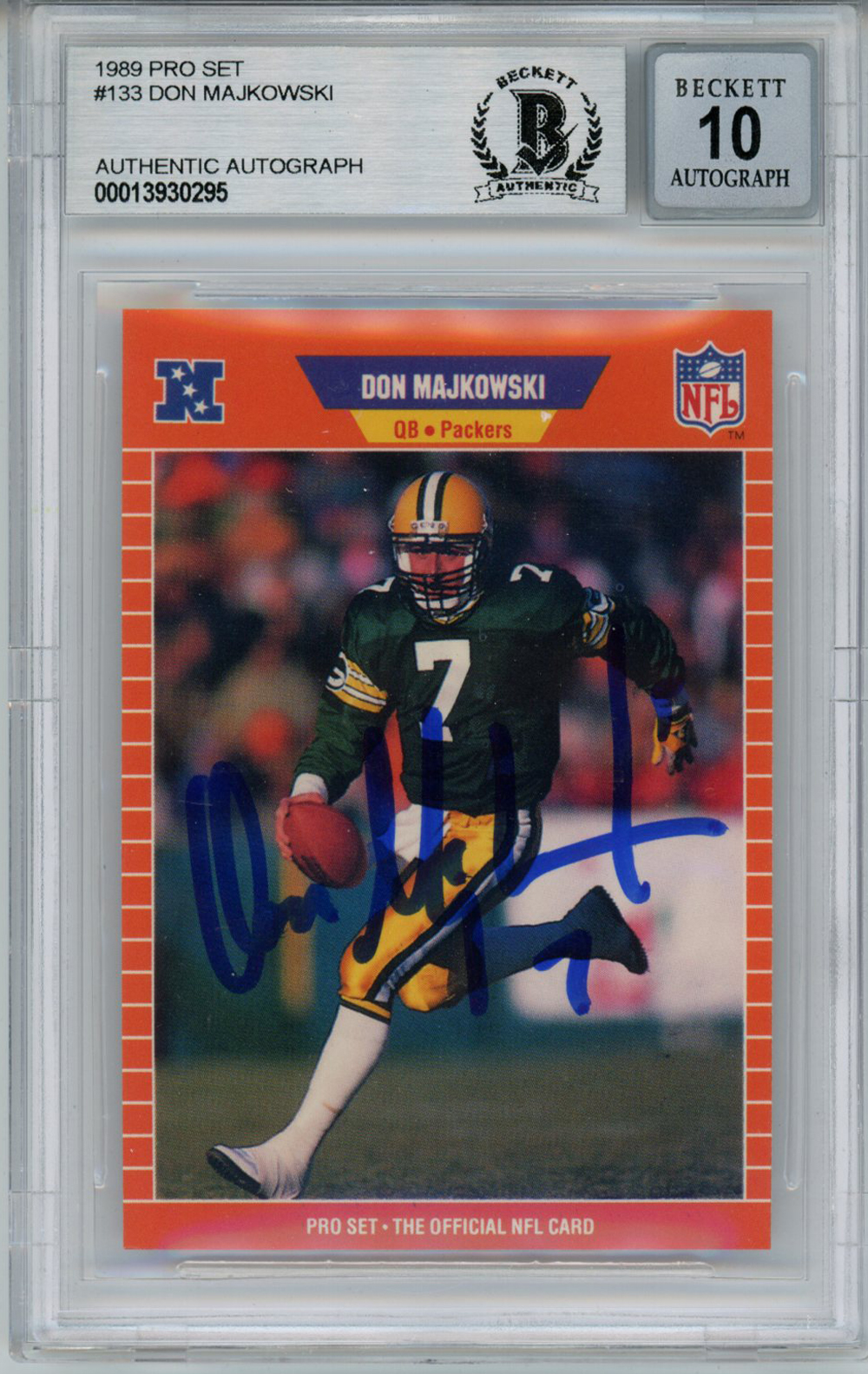 Don Majkowski Autographed 1989 Pro Set #133 Rookie Card Beckett 10 Slab