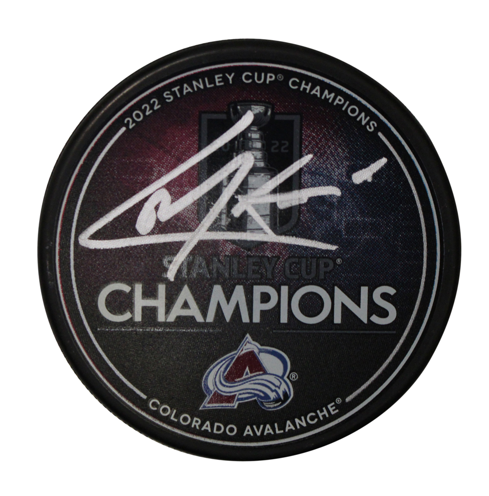 Cale Makar Signed Avalanche 2022 Stanley Cup Champions Puck Beckett
