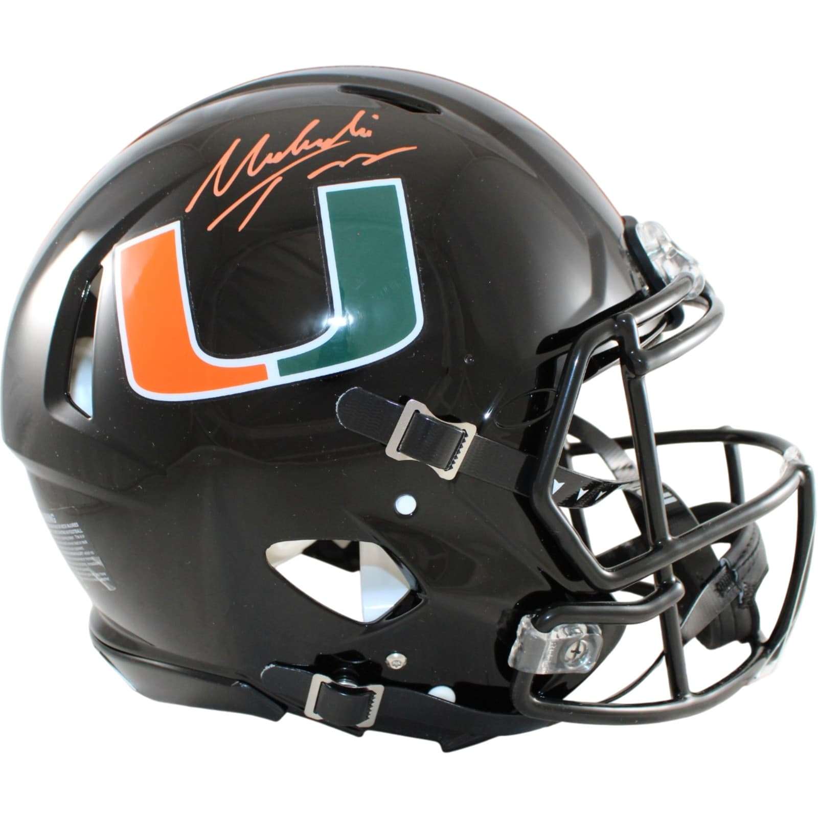 Toney Malachi Autographed Miami Hurricanes Helmet Pro Blk James Spence 58892