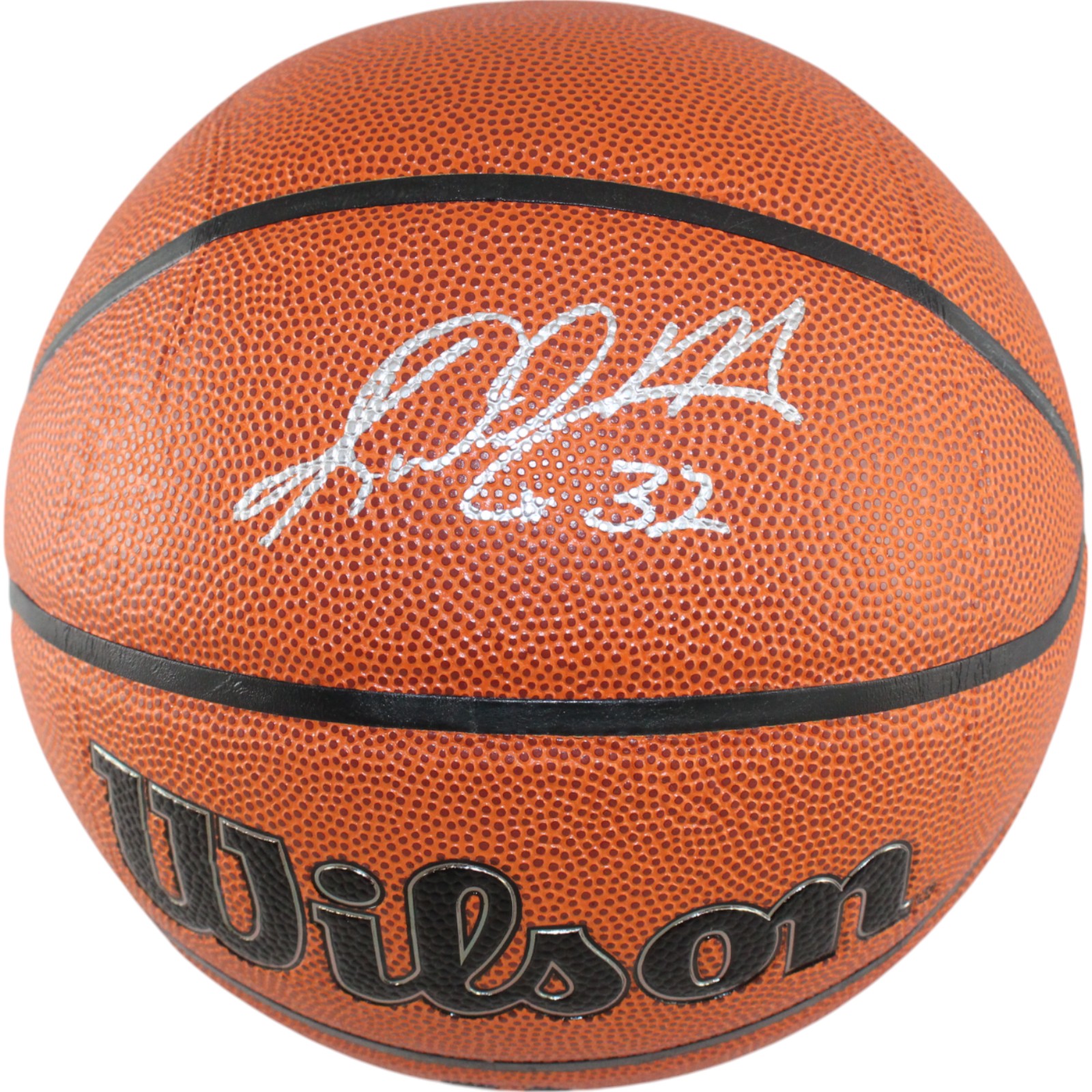 Karl Malone Autographed/Signed Utah Jazz Wilson Basketball Beckett Witness 49268