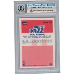 Karl Malone Autographed 1986 Fleer #68 Slabbed Trading Card Beckett 50646