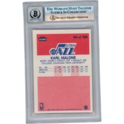 Karl Malone Autographed 1986 Fleer #68 Slabbed Trading Card Beckett 50679