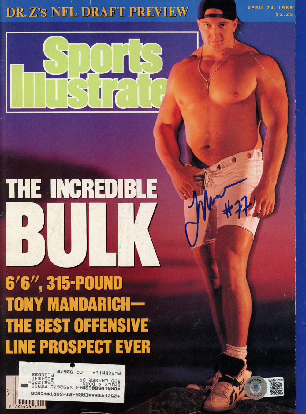 Tony Mandarich Autographed Sports Illustrated Magazine 4/24/1989 Beckett
