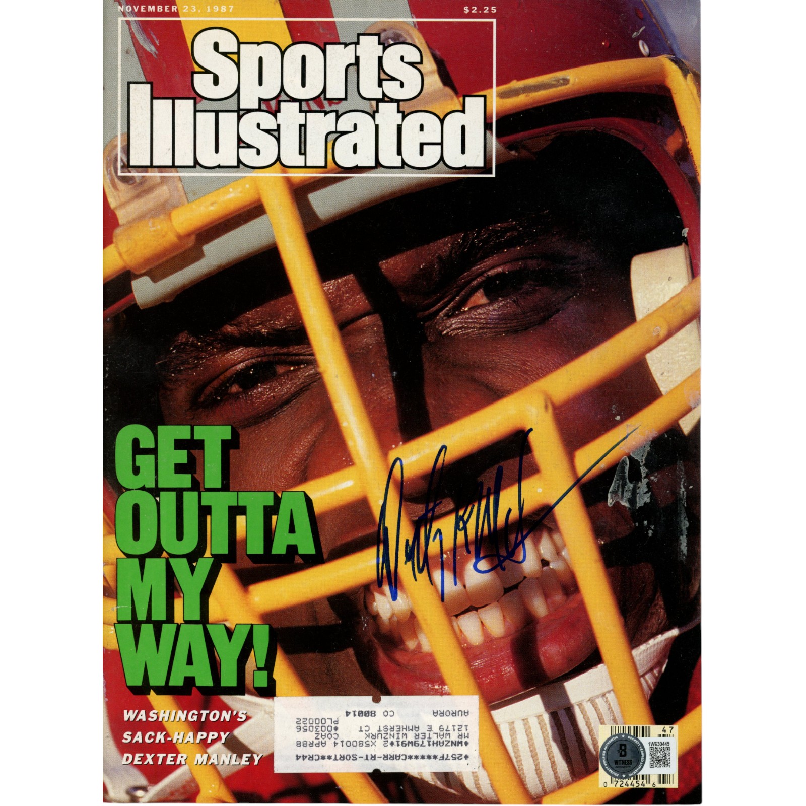 Dexter Manley Signed Washington Redskins SI Magazine 1987 Beckett Witness 51701 1 Dexter Manley Signed Washington Redskins SI Magazine 1987 Beckett Witness 51701