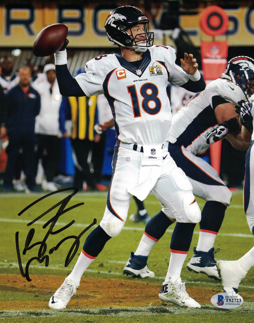 Peyton Manning Autographed/Signed Denver Broncos 8x10 Photo BAS 26880