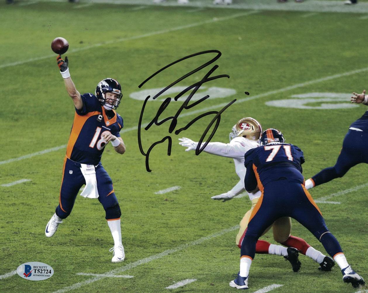 Peyton Manning Autographed/Signed Denver Broncos 8x10 Photo BAS 26879