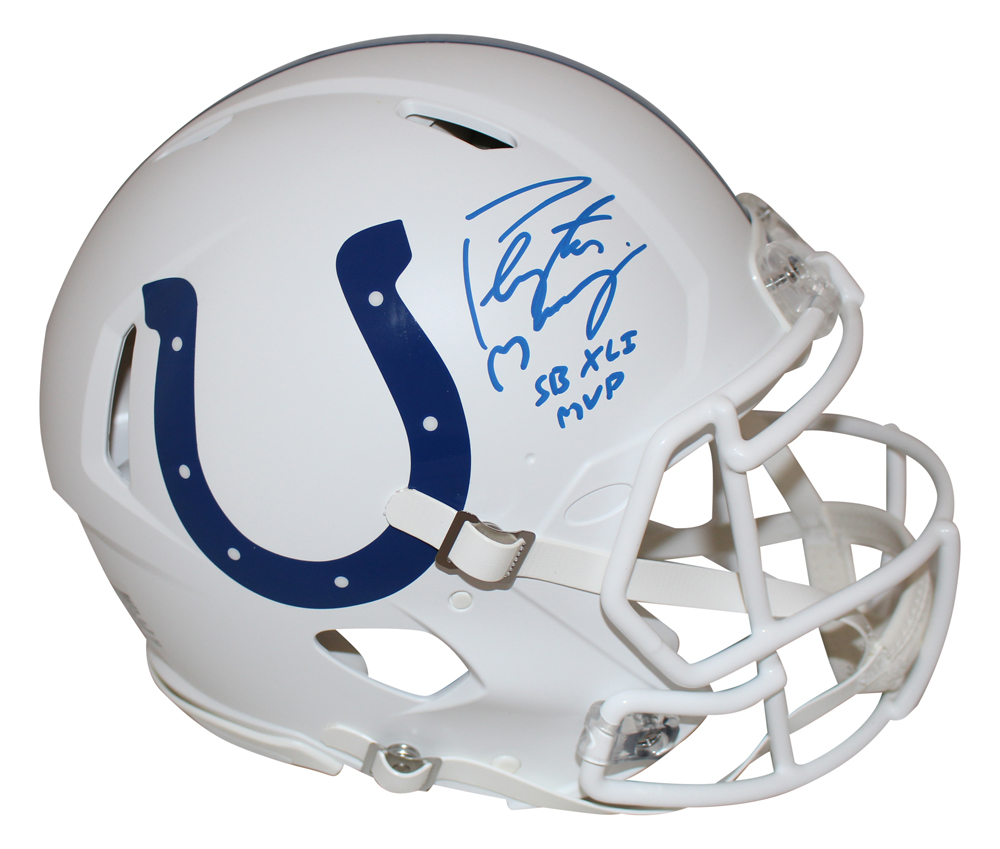 Peyton Manning Signed Indianapolis Colts White Authentic Helmet MVP FAN 27780