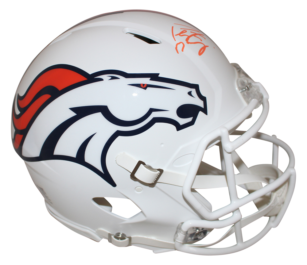 Peyton Manning Signed Denver Broncos Flat White Authentic Helmet FAN 27782